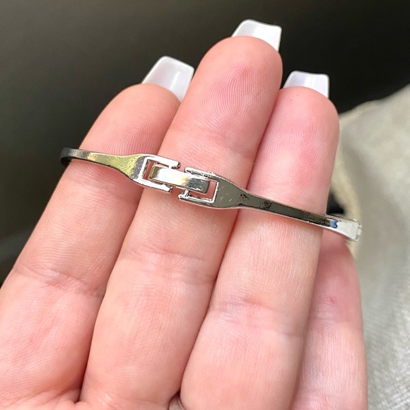 Dangle Drop Chain Star Silver & Rhinestone Crystal Clasp Bangle Bracelet - NEW - Picture 5 of 6